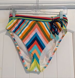 NWT Trina Turk Rainbow Chevron High Waisted Bikini Bottoms Sz10